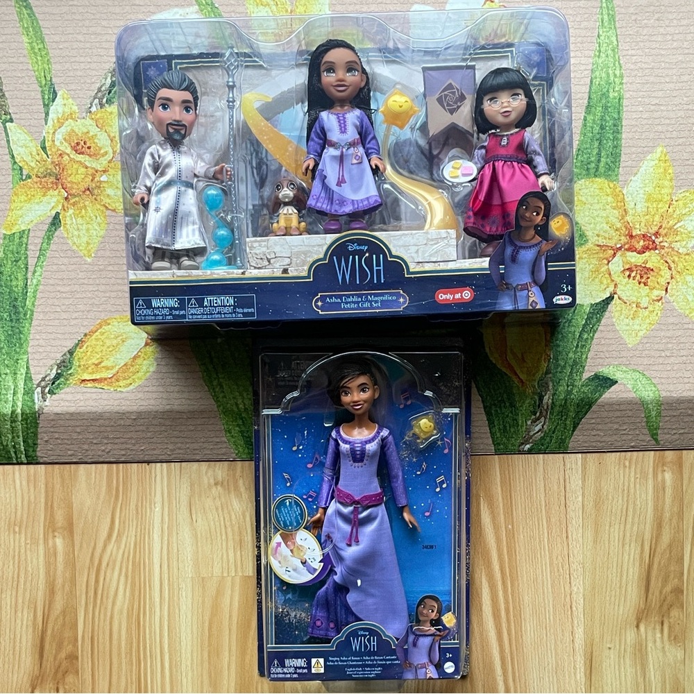 ⭐️DISNEY Wish⭐️Asha singing doll + Asha/Dahlia/Magnifico set // 2pc LOT // new